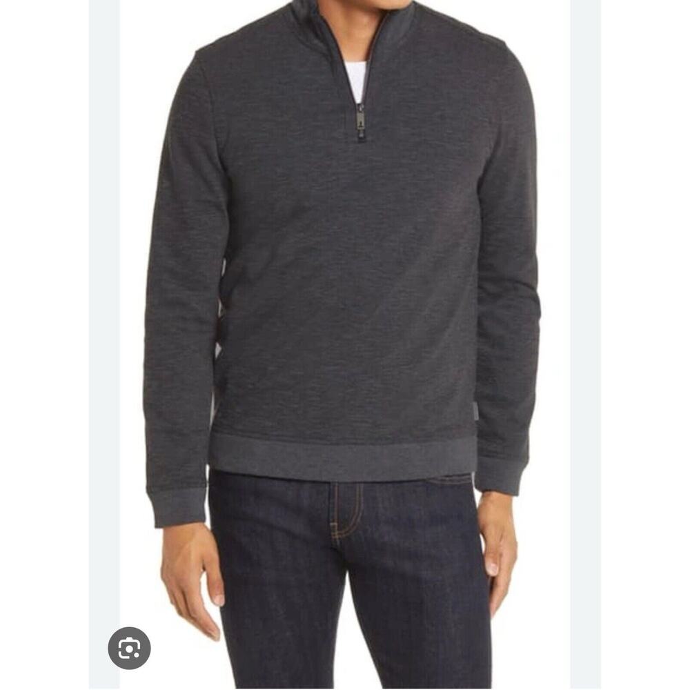 Ted‎ Baker Size 3 / Small 1/4 Zip Pullover Caravan Sweater. Slim Fit Charcoal